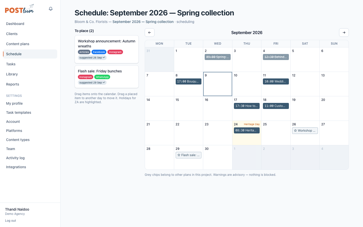 Scheduling by drag & drop